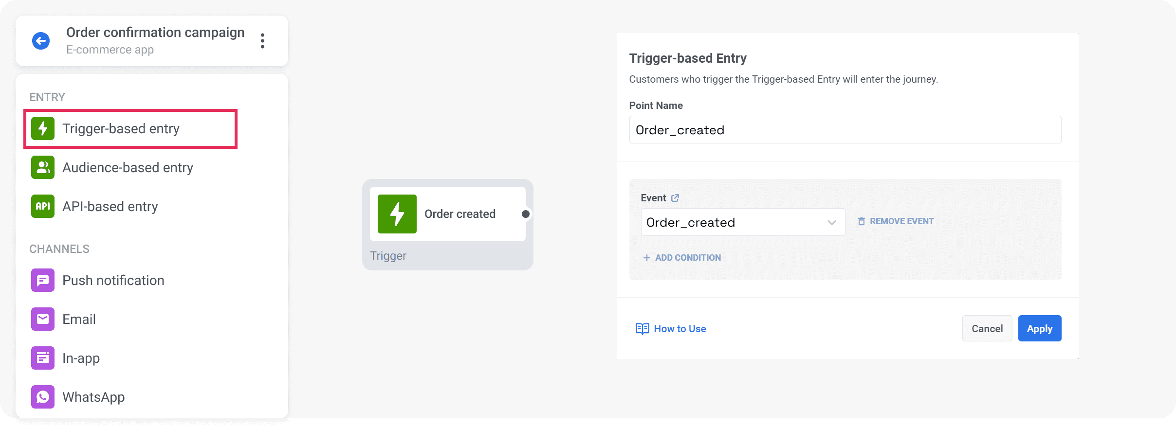 Transactional flow for order created push notification step 2